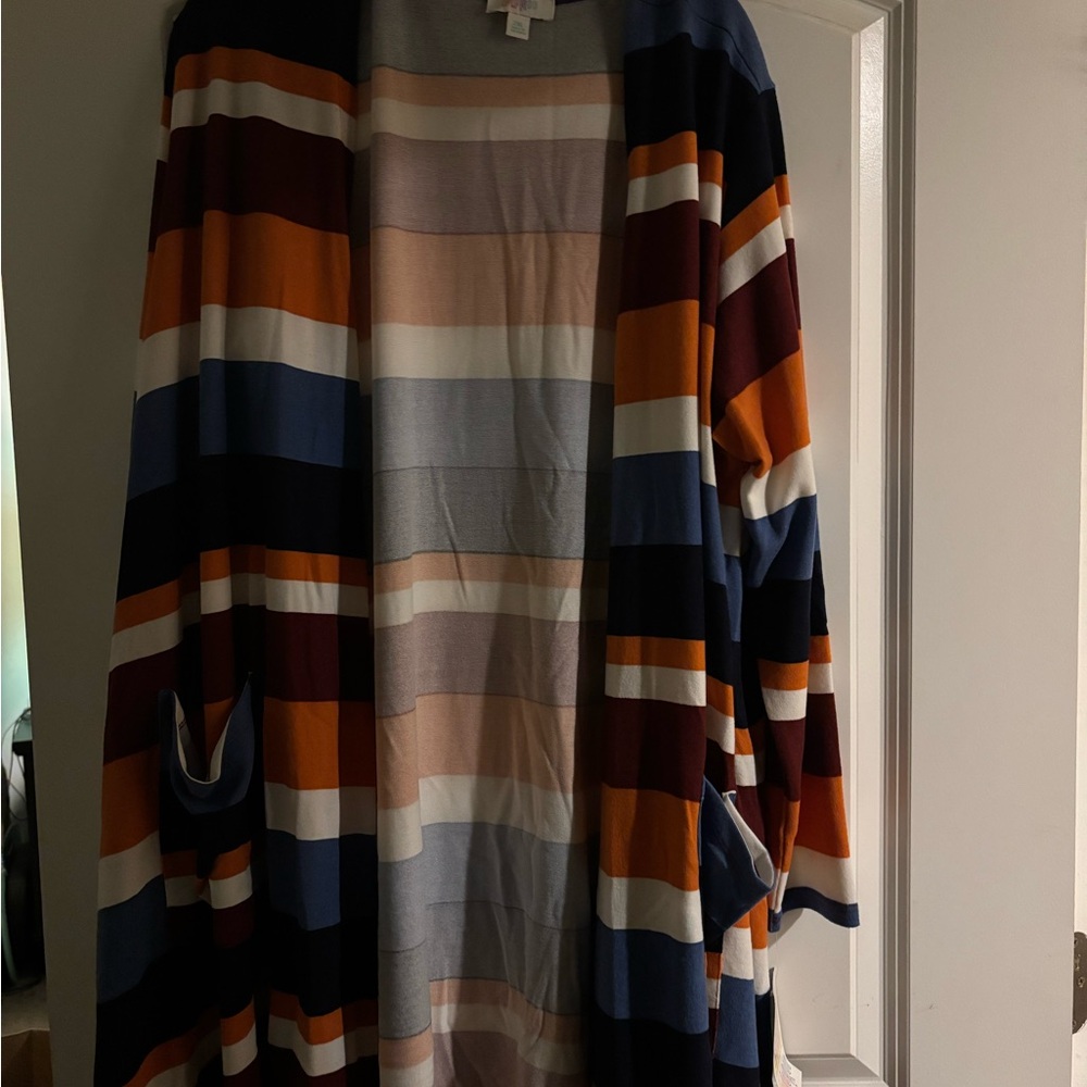 LulaRoe Striped Multicolor Open Cardigan